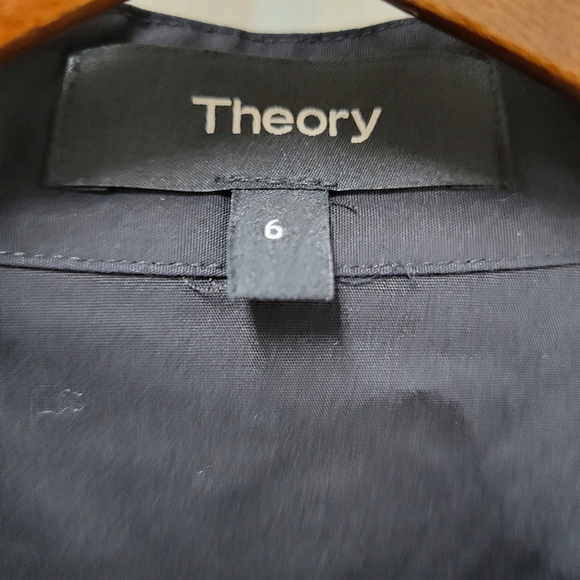 THEORY Shift Poplin Tunic Black Lace-Up Long-Sleeves Dress Size 6 Women's - Picture 7 of 7